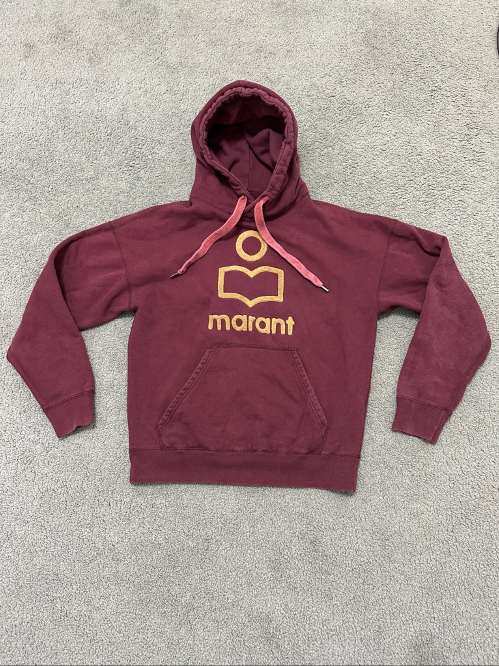 ISABEL MARANT ÉTOILE Mansel Hoodie flocked hoodie burgundy size 36